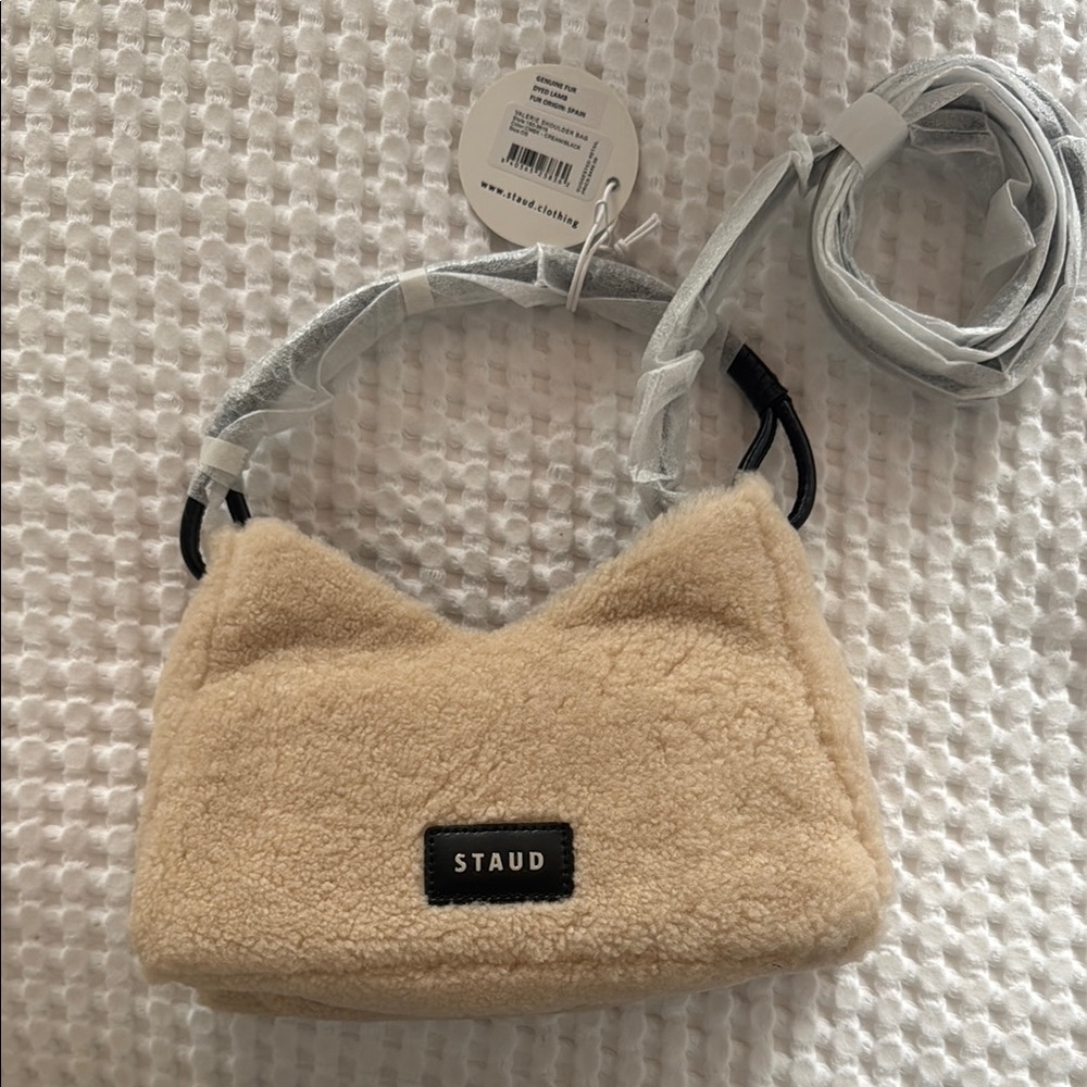 Staud Tan Buclé Shoulder Bag NWT